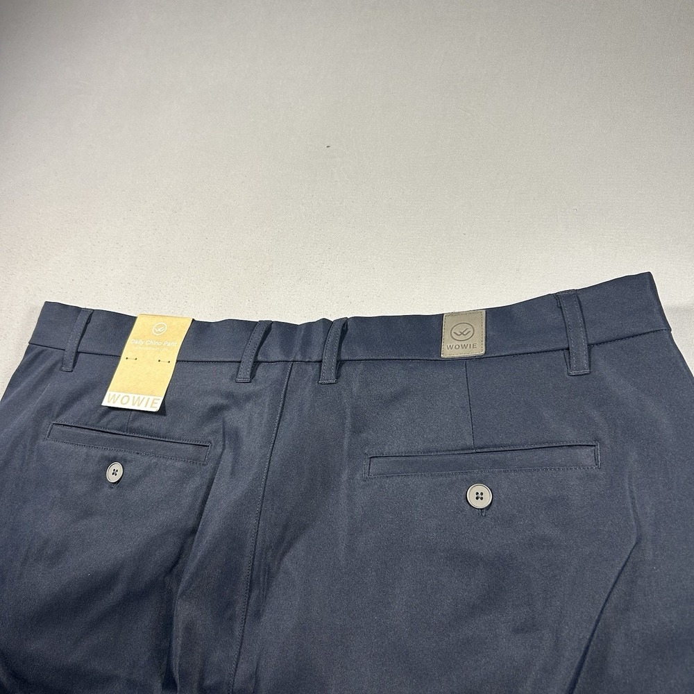 Wowie Pants Mens 36x32 Blue Stretch Chino Travel Tech Golf Performance Pants - Picture 8 of 12